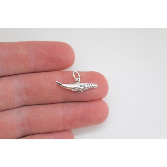 Sterling Silver Humpback Whale Charm, Sterling Silver Whale Charm - Picture 1 of 4